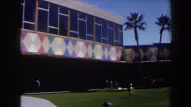 Las Vegas (1958): View Of Multicolored Building And Grass On A Bright Sunny Day