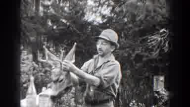 Chelan Washington (1939): Man Holds A Buck Head And Shakes It At Friend