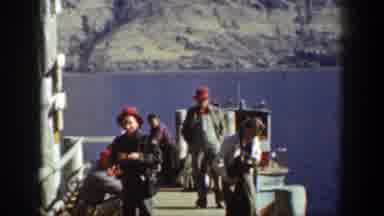 Chelan Washington (1939): Five People Are At A Dock On The Edge Of A Lake