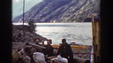 Chelan Washington (1939): People In Hats Gathered Drinking Surrounded By Rocks On