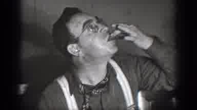 Chelan Washington (1939): Group Of Men Eating Meal Near Black Wood Burning Cook