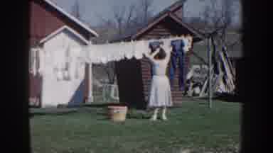 Nebraska (1959): Hanging Out Clean Laundry On The Clothesline To Dry