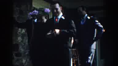 Nebraska (1959): Groom Couple In Grassy Garden With White Flowers And Invite Them