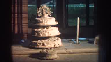 Nebraska (1959): Beautiful Decorative Wedding Cake On Dinner Table Before Guests