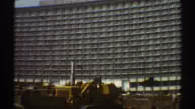 Los Angeles California (1969): View Of A Tractor With A Huge Construction In The