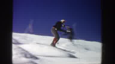 Aspen Colorado (1961): Man Skiing In The White Snow Almost Fell From Going So Fast