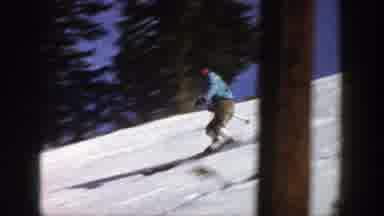 Aspen Colorado (1961): Man Relaxing Practicing Snow Skiing Going Down Mountain