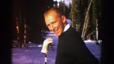 Aspen Colorado (1961): A Middle-Aged Man Laughing While Wearing His Winter Coat In
