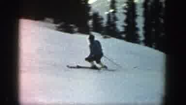 Aspen Colorado (1961): Different Scenes Of Skiers On The Slopes Moving Downhill