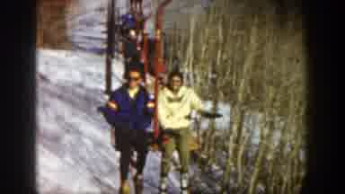 Aspen Colorado (1961): Two Skiers On A Ski Lift