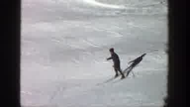 Aspen Colorado (1961): Person Skiing Down Slope From Sunlight On Snow Into Shadows