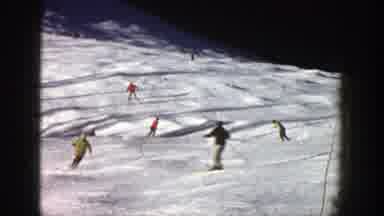 Aspen Colorado (1961): Many People Skiing Around Slope On Sunny Day Shady Spots In