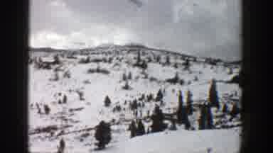 Aspen Colorado (1961): Footage Of Snow And Tree Covered Hill Or Mountainside Being
