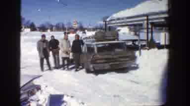 Aspen Colorado (1961): Family Waving To The Camera Next To Your Car On A Snowy Day