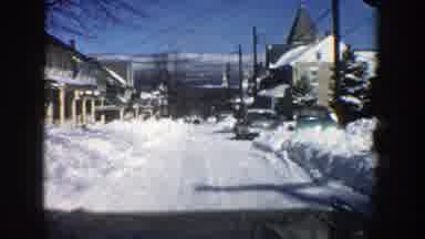 Aspen Colorado (1961): Vehicle Moving Down Residential Snow Covered Street Cars