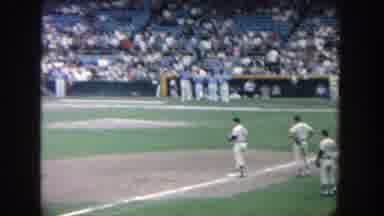 Yankee Stadium New York (1964): Panoramic View Of Baseball Players In Stadium With