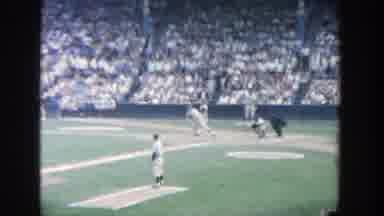 Yankee Stadium New York (1964): Uniformed Player Hits The Ball And Runs To The