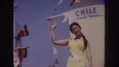 California (1952): Women Wearing Yellow And Green Swimwear Wave From White Parade