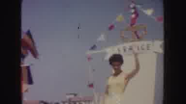 California (1952): Women Representing Germany And France Wave On Floats Named For