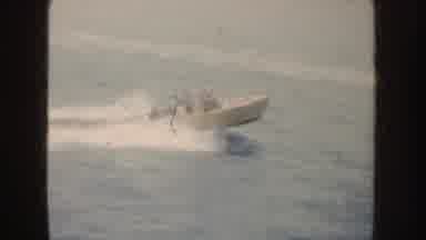 California (1952): Cream Speedboat Crests Waves As Powerful White Ocean Liner