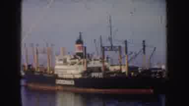 California (1952): View Of Red And Black Luckenbach Ship In Water On A Clear Day