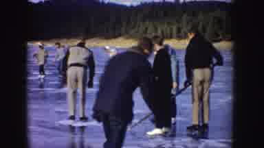 Idaho (1955): Several People Skate On The Ice Of The Frozen Lake On A Lovely Sunny