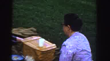 Idaho (1955): Family Of Three Members Enjoying A Picnic In The Field With Green