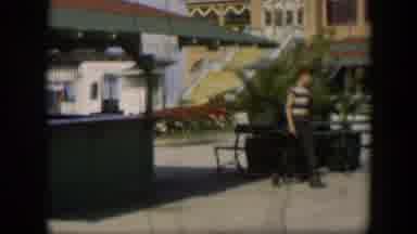 Utah (1951): View Of Garden And Stairs Of Apparent Hotel Man Walks To The