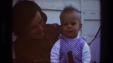 Toledo Ohio (1968): She Enjoy Laugh Cute Boy Joy Hand Stick Outside Home