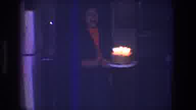 Toledo Ohio (1968): Lady Walks Through Dark Kitchen To Put Birthday Cake With Lit