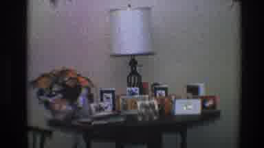 Toledo Ohio (1968): View Of Brown Wooden Table With White Lamp And Photos