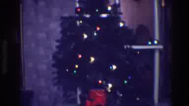 Toledo Ohio (1968): Christmas Tree With Yellow Blue Green And Red Colored Lights