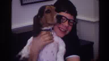 Toledo Ohio (1968): Boy In Glasses Cuddles His Basset Hound Dog On The Sofa