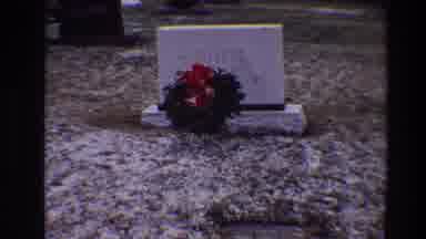 Toledo Ohio (1968): Wreath On Millards Tombstone On Icy Wet Morning