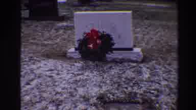 Toledo Ohio (1968): Headstone In Cemetery With Wreath On It Red Bow On Wreath Name