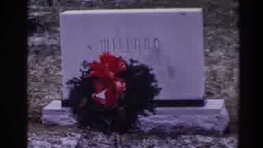 Toledo Ohio (1968): View Of Grey Tombstone And Small Christmas Wreath On A Clear