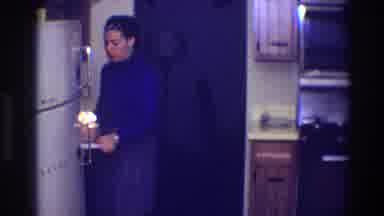Toledo Ohio (1968): Woman In Kitchen Carrying Birthday Cake With Candles And
