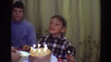 Toledo Ohio (1968): Child Singing Happy Birthday Song Birthday Cake With Family At