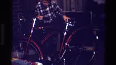 Toledo Ohio (1968): Clumsy Boy Trying To Climb On Red Bike