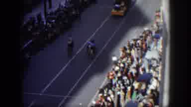 Texas (1951): View Of Parade Down City Street From Above Parade Route Crowds Line