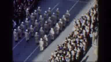 Texas (1951): Group Of Soldiers Parading With A Float And Two Horses Riding
