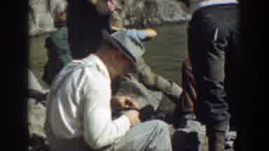 California (1937): A Group Of Happy And Excited People Watching The Water Falls On