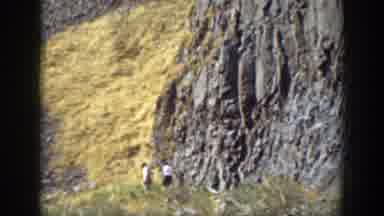 California (1937): Large Mountainous Range With People Walking Trails