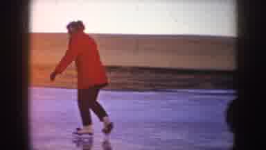 North Dakota-1953: Classic Moment Of Ice Skaters On The Pond In Winter