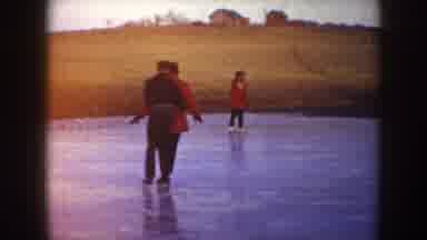North Dakota (1953): Old Footage Of Man And Woman Ice Skating On A Frozen Lake