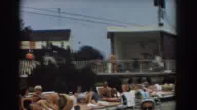 Los Angeles California (1961): Swimming Pool Full Of People Sunbathing