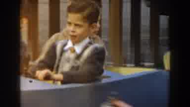 Los Angeles California (1961): Small Kids Riding An Attraction In An Amusement