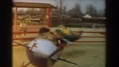 Los Angeles California (1961): Two Kids Ride In Airplane Amusement Park Ride On A