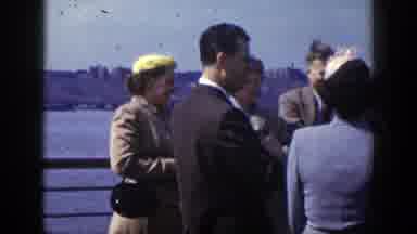 New York-1948: Well-Dressed Adults Enjoying Day By Water