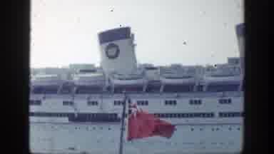 New York (1948): View Of White Ship And Red Flag On A Clear Day